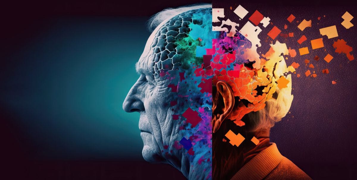 illustration of aging person losing memory