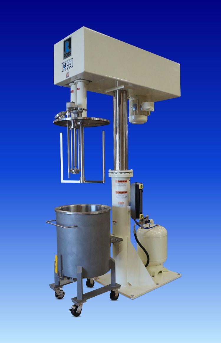 To increase sheer, Ross incorporated a high shear-rotor/stator into a Dual-Shaft Mixer.